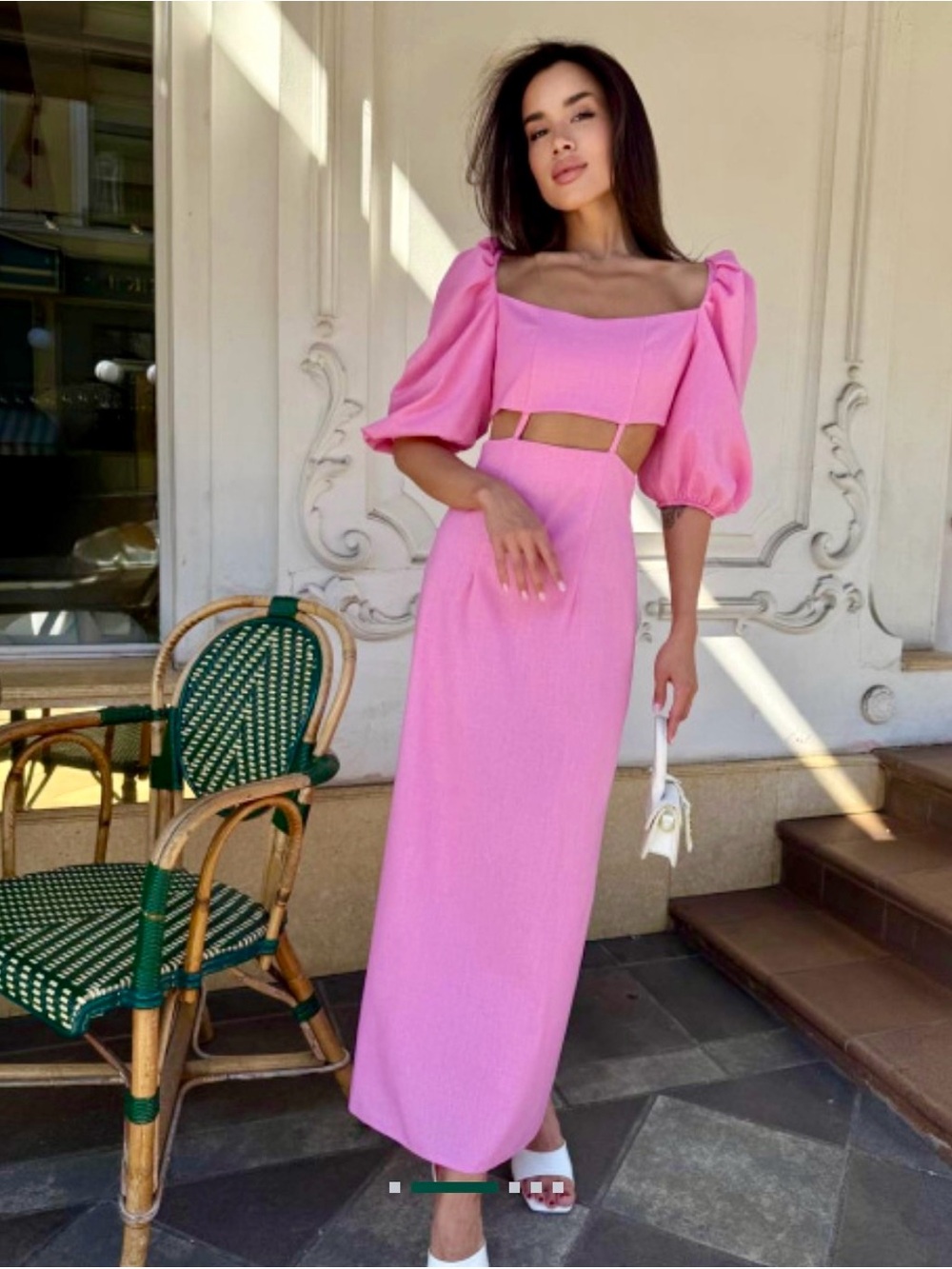 ASO Puff Shoulder Dress NWT